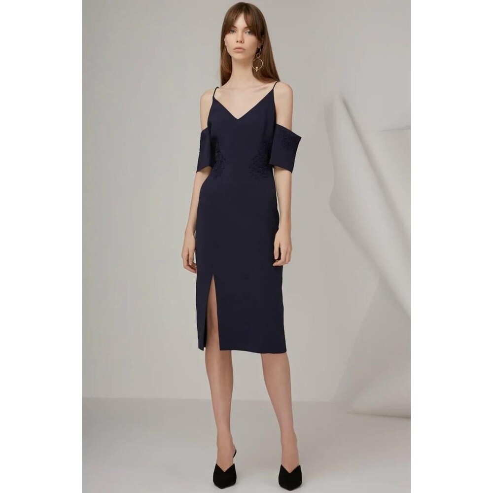 NWT Keepsake Midnight Elegance Cold Shoulder Midi Dress - Picture 1 of 4